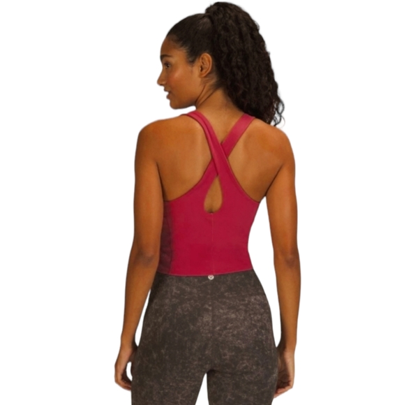 Lululemon Key To Balance Nulu High Neck Red Tank Top Size 6 - Picture 4 of 11